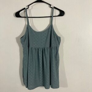 SHEIN Eyelet Lace Camisole Top Women XL Blue Green Babydoll Boho Cami